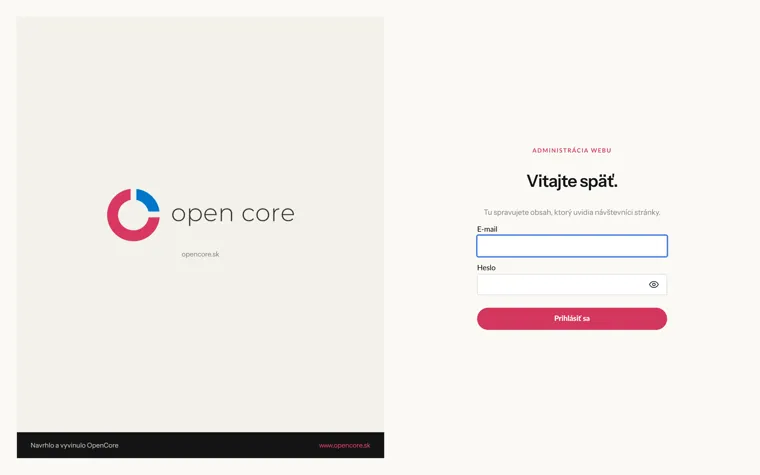 Platforma — prihlásenie do administrácie s logom webu