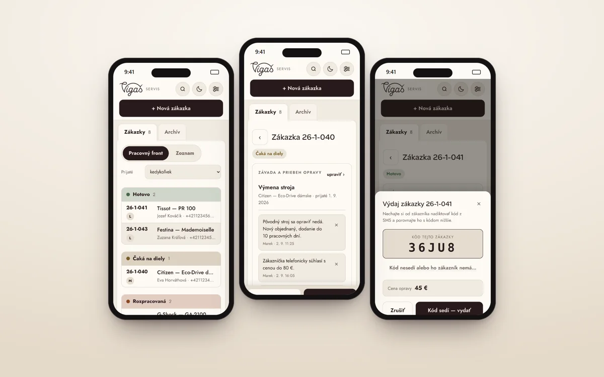 Služby — servisný systém na mobile