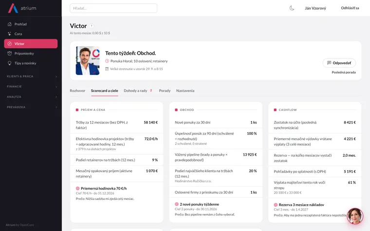 Victor — scorecard a ciele