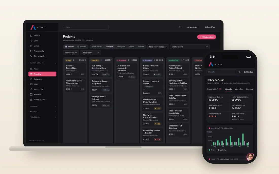 Mockup — zákazky v Atriu