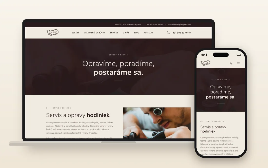 Mockup — služby na webe Vigaš